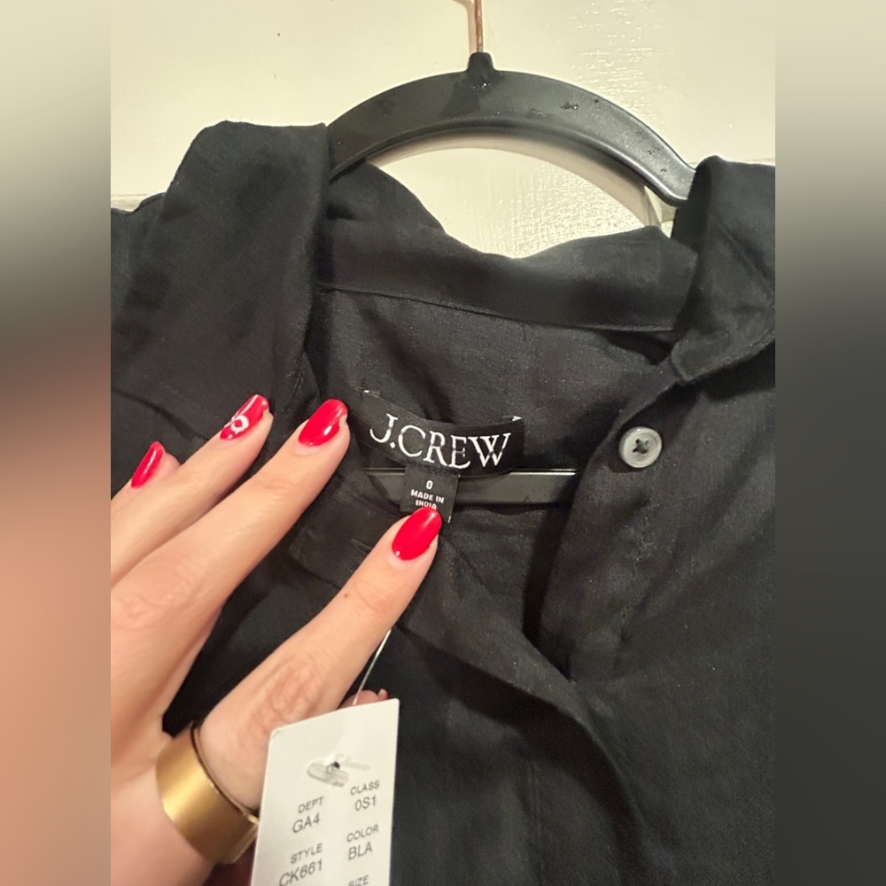 NWT J. Crew Black Cerise Shirt Dress $188 Size 0 - Picture 5 of 10